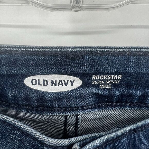 Womens Old Navy 6 Rockstar Super Skinny Raw Hem Ankle Distressed Blue Jeans - Picture 4 of 8